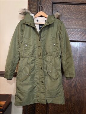 NWOT Madewell Green Sherpa Lined Parka Jacket